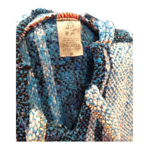 Light Blue/Gray Mexican Baja Woven Hoodie - Picture 4 of 5